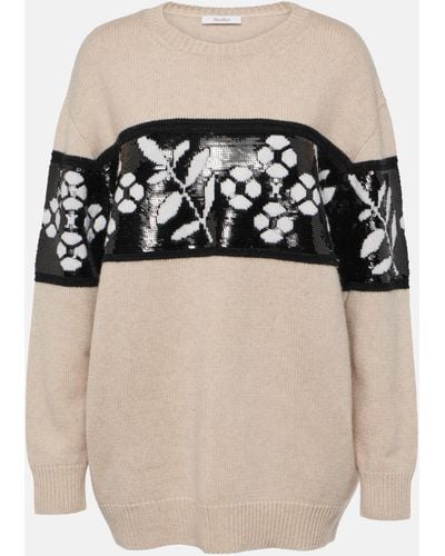 Max Mara Jacquard Wool And Cashmere Sweater - Natural