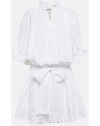 Juliet Dunn Embroidered Cotton Minidress - White