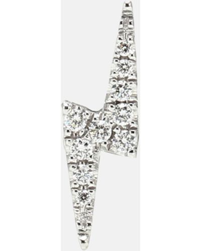 Maria Tash Lightning Bolt 14kt White Gold Single Earring With Diamonds - Metallic