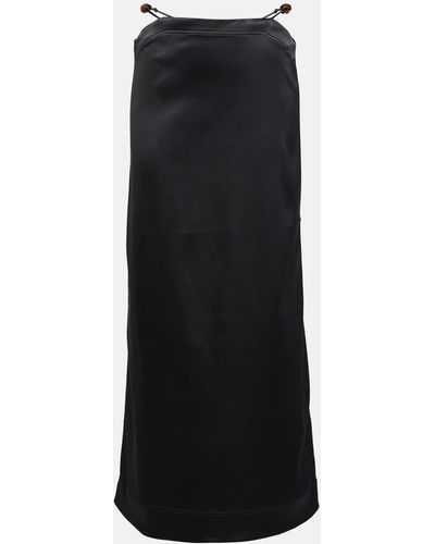 Ganni Bead-detailing Satin Maxi Skirt - Black
