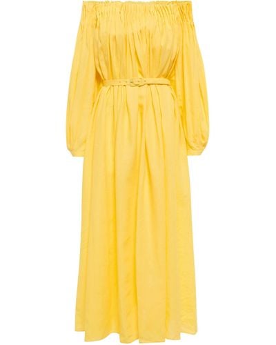 Gabriela Hearst Martha Off-shoulder Linen Maxi Dress - Yellow