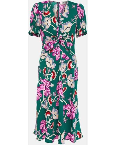 Diane von Furstenberg Anaba Floral Crepe Midi Dress - Green