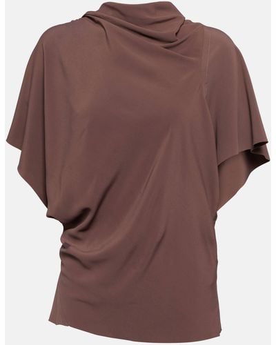 Rick Owens Seb Asymmetric Crepe Top - Brown