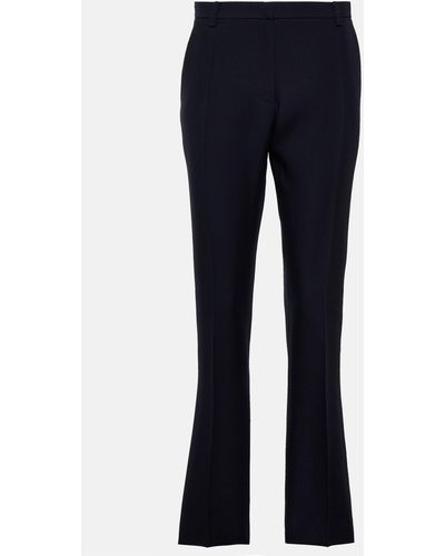 Valentino High-rise Silk Pants - Blue