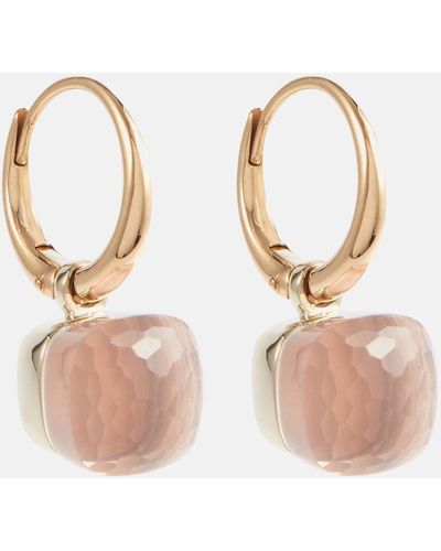 Pomellato Nudo Petit 18kt Rose And White Gold Earrings With Rose Quartz - Pink
