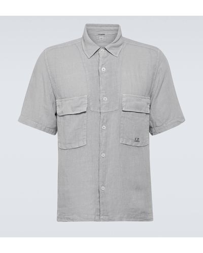 C.P. Company Linen Bowling Shirt - Grey