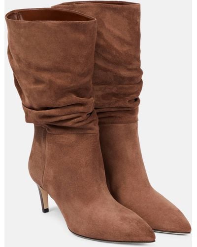 Paris Texas Slouchy Suede Boots - Brown