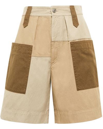 Isabel Marant Kalerna Cotton And Linen Colorblocked Shorts - Natural