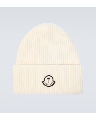 Moncler Genius X Palm Angels Ribbed-knit Wool Beanie - Natural