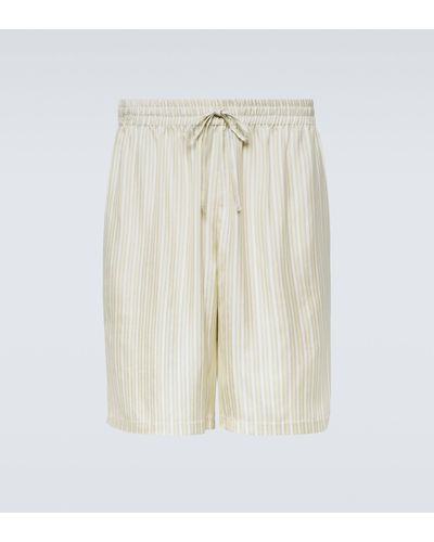 LeKasha Striped Silk Bermuda Shorts - Natural