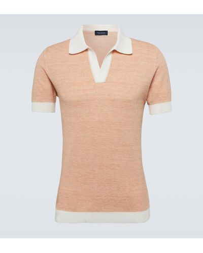 Thom Sweeney Knitted Cotton And Linen Polo Shirt - Natural
