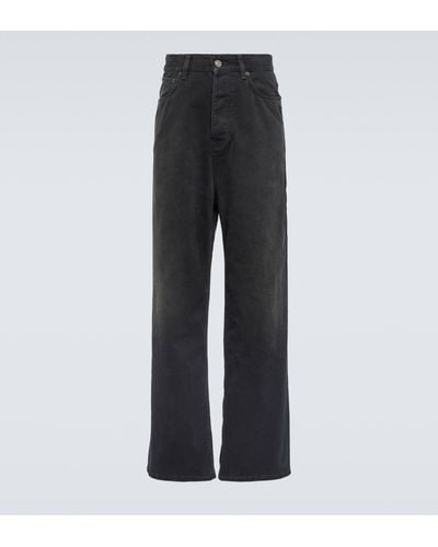 Balenciaga Mid-rise Cotton Wide-leg Pants - Grey
