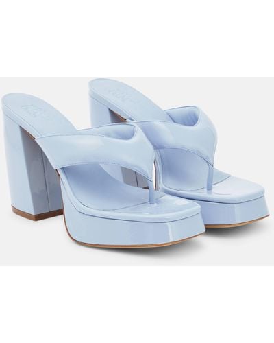 Gia Borghini Patent Leather Platform Sandals - Blue
