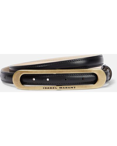 Isabel Marant Logo Leather Belt - Black