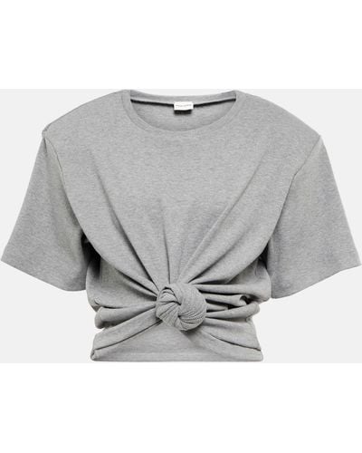 Magda Butrym Cropped Cotton-blend T-shirt - Grey