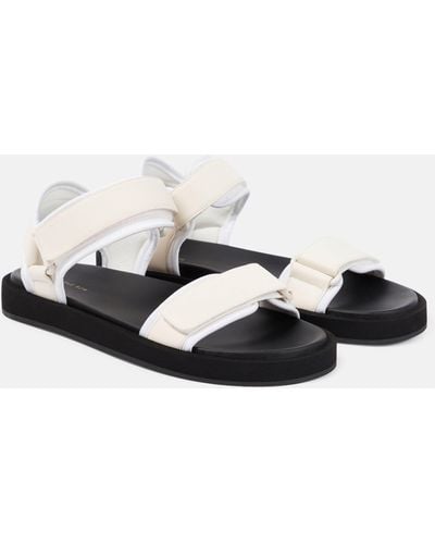 The Row Hook And Loop Leather Sandals - Black