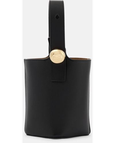 Loewe Pebble Mini Leather Bucket Bag - Black