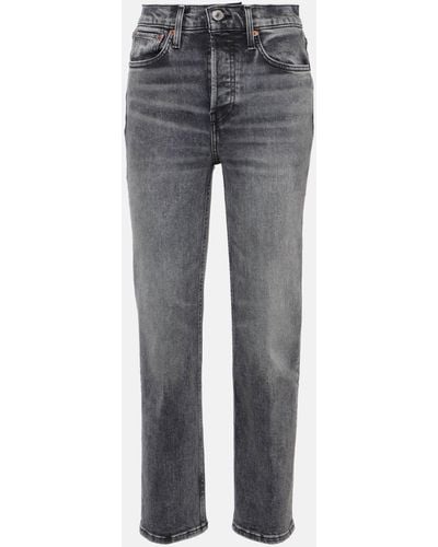RE/DONE 70s Stove Pipe High-rise Cropped Jeans - Grey