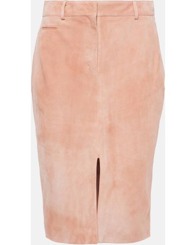 Tom Ford High-rise Suede Pencil Skirt - Pink