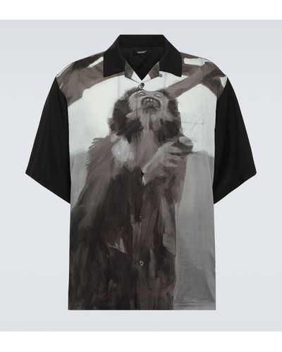 Undercover X Helen Verhoeven Printed Bowling Shirt - Black