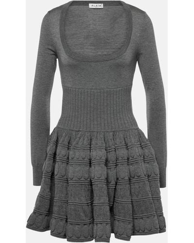 Alaïa Wool-blend Minidress - Grey