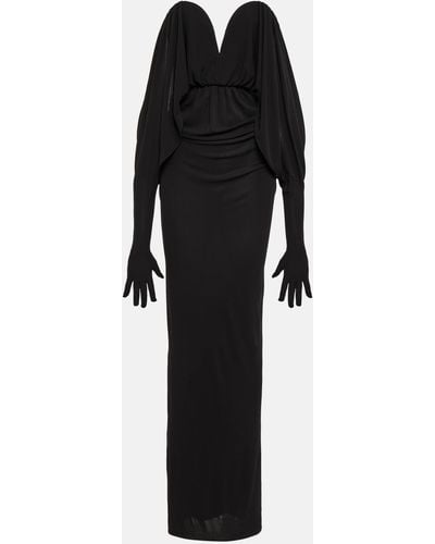 Saint Laurent Draped Gloved Gown - Black
