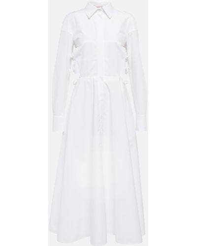 Valentino Bow-embellished Cotton Shirt Dress - White