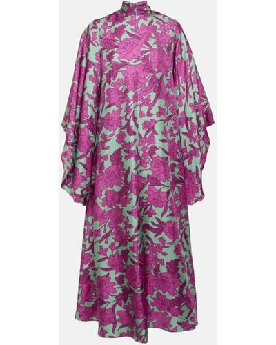 La DoubleJ Magnifico Silk Twill Midi Dress - Purple