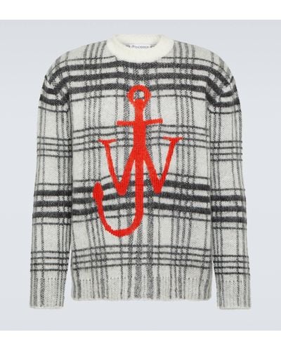 JW Anderson Logo Checked Sweater - Grey