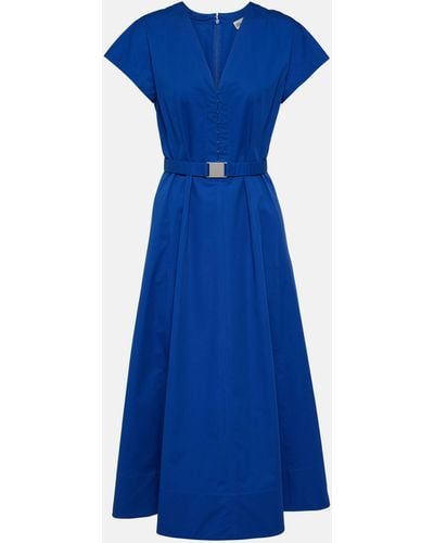 Tory Burch Belted Cotton Poplin Midi Dress - Blue