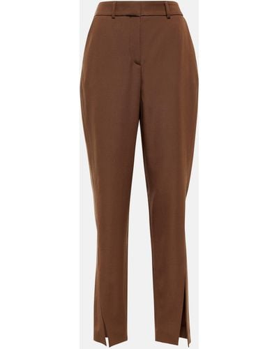 Balmain Tapered Wool Pants - Brown