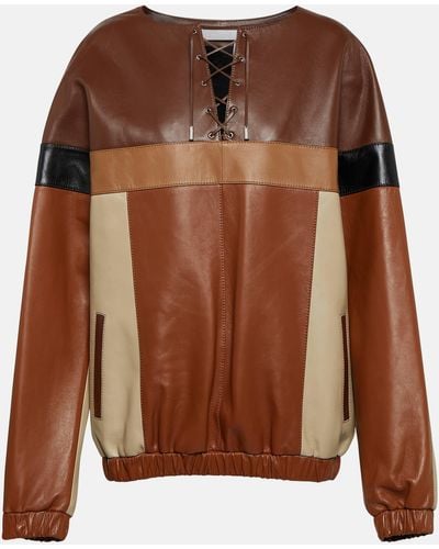 Chloé Patchwork Leather Blouse - Brown