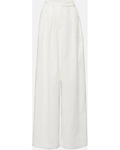 Dries Van Noten Pamplona High-rise Cotton Wide-leg Pants - White