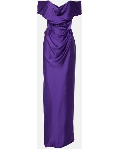Vivienne Westwood Off-shoulder Bustier Satin Gown - Purple