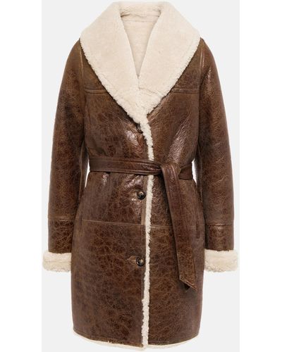 Yves Salomon Meteo Leather And Shearling Coat - Multicolour
