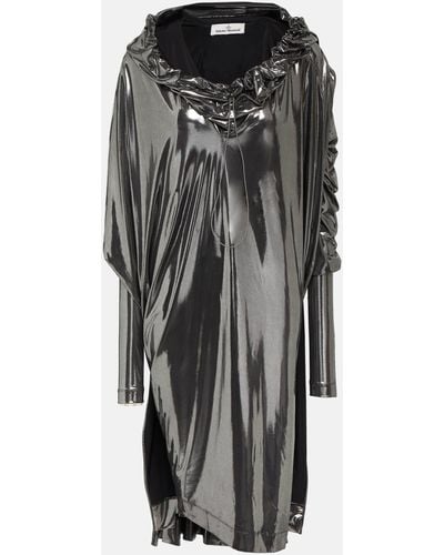 Vivienne Westwood Draped Lame Midi Dress - Grey