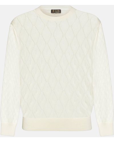 Loro Piana Piura Argyle Cashmere And Silk Sweater - White