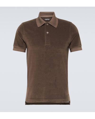 Tom Ford Towelling Cotton-blend Polo Shirt - Brown