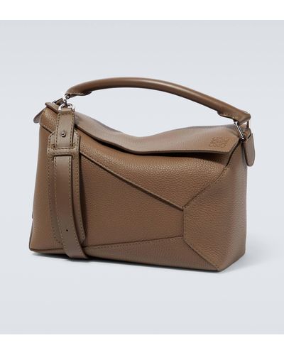 Loewe Puzzle Medium Leather Shoulder Bag - Brown