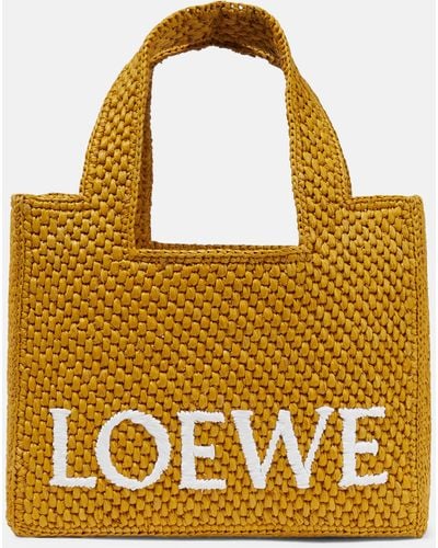 Loewe Paula's Ibiza Small Logo Raffia Tote Bag - Yellow
