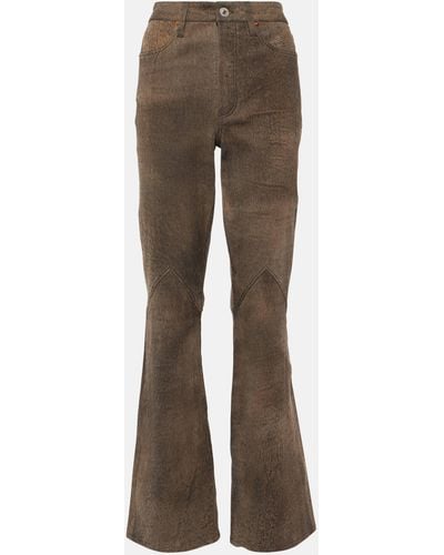 RE/DONE High-rise Leather Bootcut Jeans - Brown