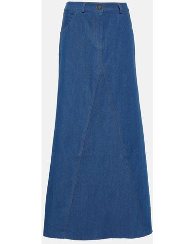 AYA MUSE Pilla Low-rise Denim Maxi Skirt - Blue