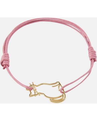 Aliita Cat 9kt Gold Cord Bracelet - Pink