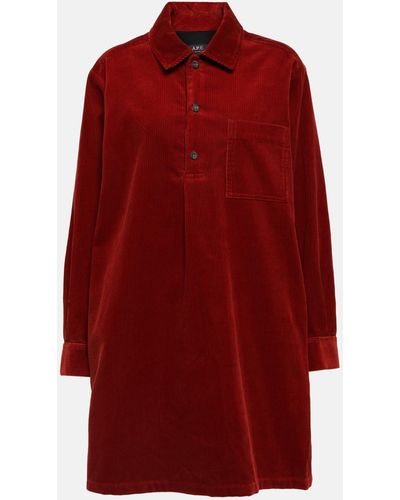 A.P.C. Cotton-blend Corduroy Minidress - Red