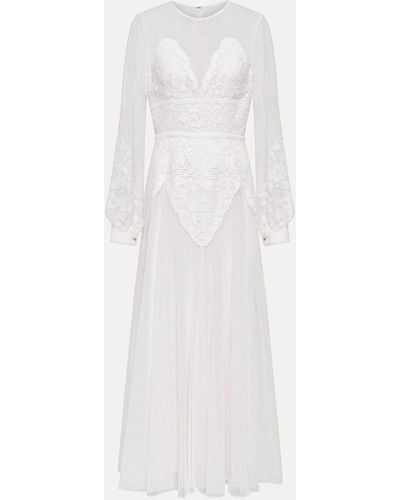 Elie Saab Lace-trimmed Midi Dress - White