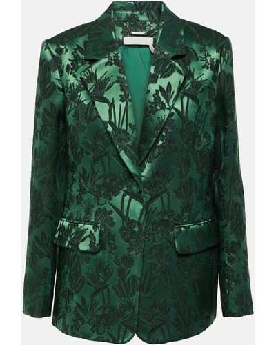 Chloé Jacquard Wool And Silk Satin Blazer - Green