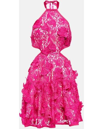 LoveShackFancy Bohima Halter-neck Lace Midi Dress - Pink