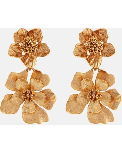 Oscar de la Renta Classic Flower Drop Earrings - Metallic