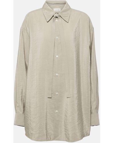 Lemaire Tie-detail Silk-blend Shirt - Natural