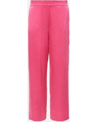 Asceno London Silk Wide-leg Pyjama Pants - Pink